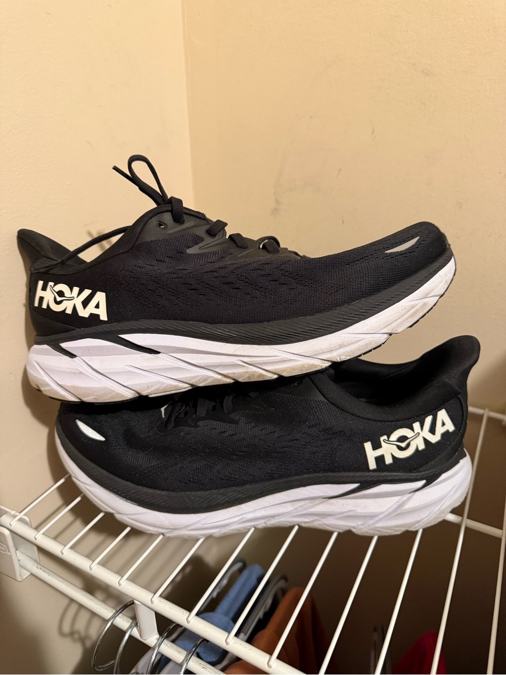 Hoka One Women’s Black and White Road Running Shoes